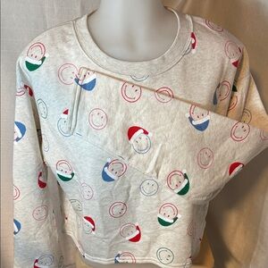 American Girl White Sweatshirt with Santa Faces NWOT